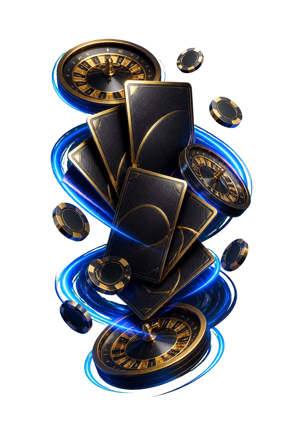 Black and gold slot reels with a circular spin arrow